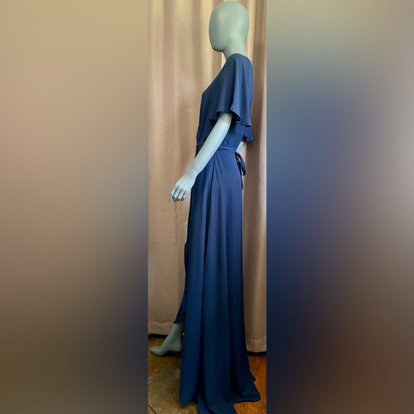 Show Me Your MuMu Blue Pleated A-Line Wrap Maxi Large Dress Special Occasion EUC - Picture 3 of 9